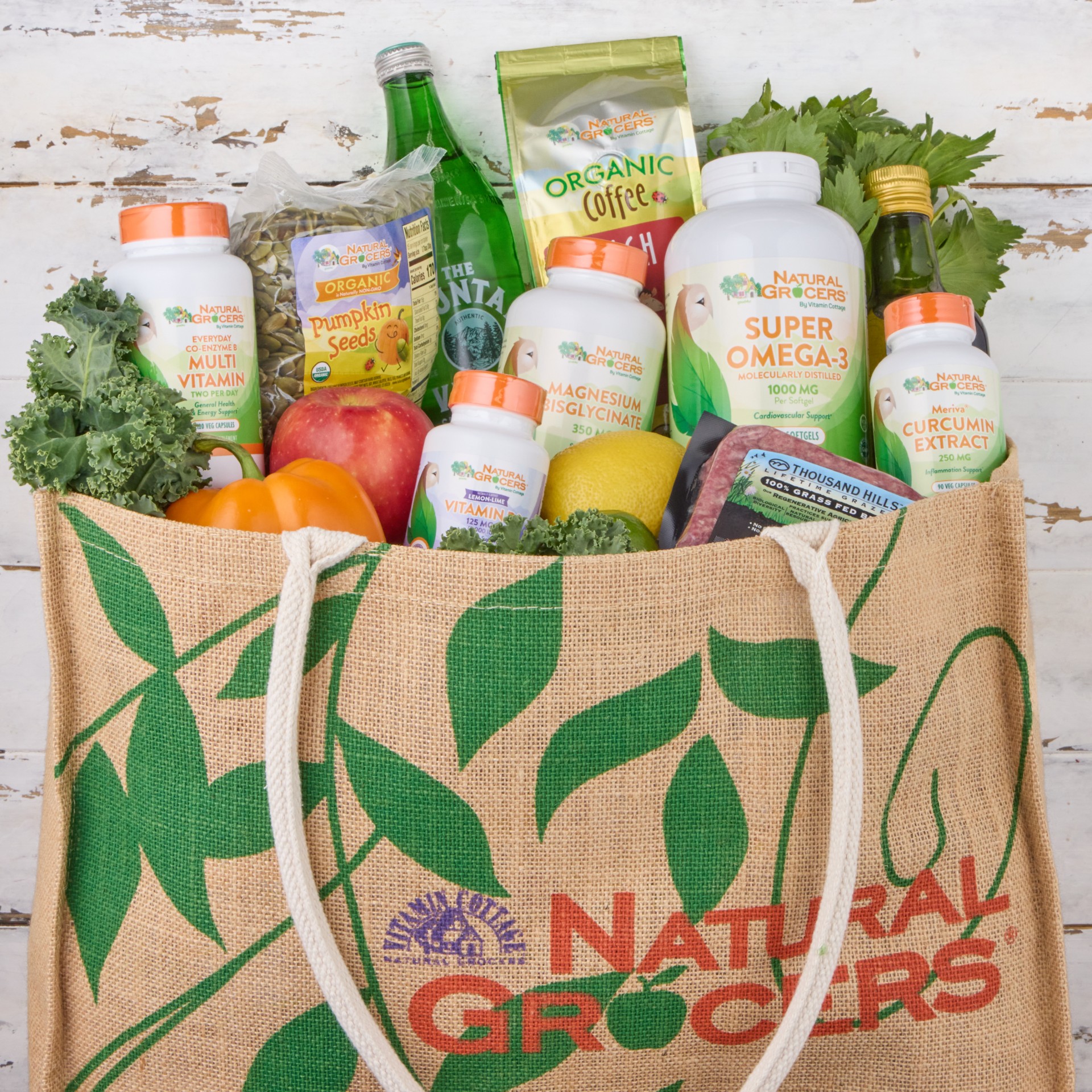 Natural Grocers branded jute bag