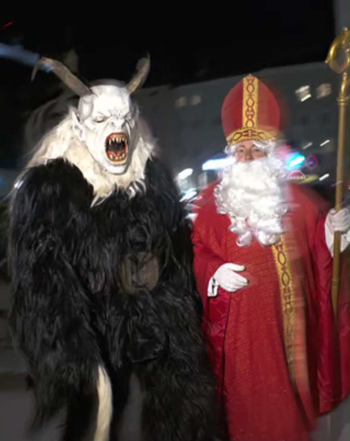 Krampus and Santa at the Albuquerque German Christmas Market